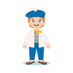 Cute boy artist. Professions. Vector illustration in flat cartoon style