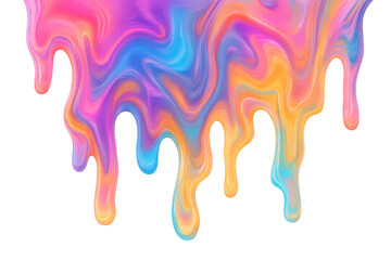 Colorful slime cascading, dripping with vibrant streaks on transparent surface, displaying messy graphic texture