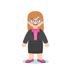 Cute librarian girl. Professions. Vector illustration in flat cartoon style for