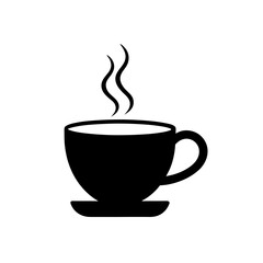 tea cup with steam icon on white background  .svg