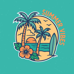 Summer Vibes - Tee Design For Printing. Good For Poster, Wallpaper, T-Shirt, Gift.
