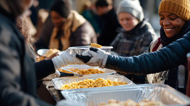 Volunteers Serve Hot Meals to Community Members in Cold Weather