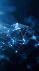 Abstract Geometric Network with Blue Illuminated Nodes