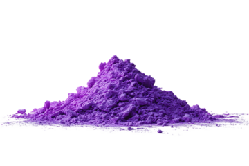 Pile of purple powder on white background