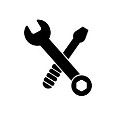 wrench and bolt icon on white background  .svg