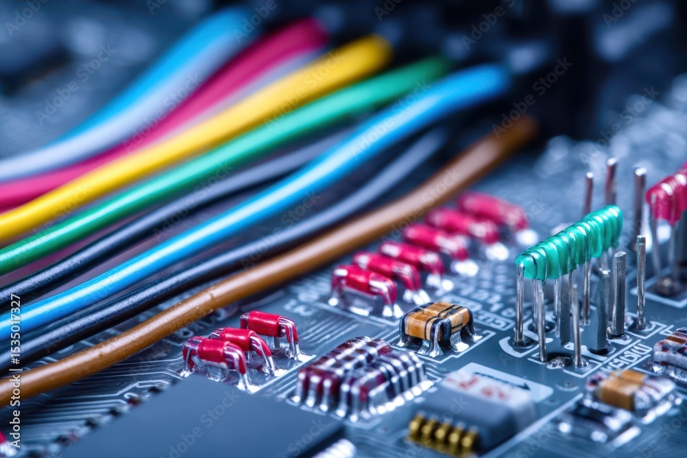 Poster A circuit board with wires and components on it