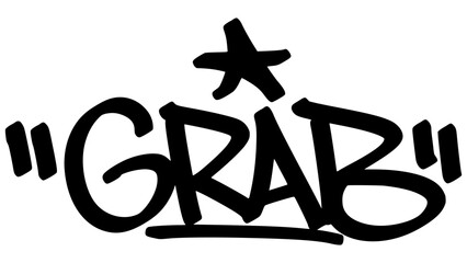 Graffiti tag “Grab” in bold street handstyle. Urban vector lettering with bold and action-driven vibe—perfect for street culture, dynamic design themes, and edgy visual branding.
