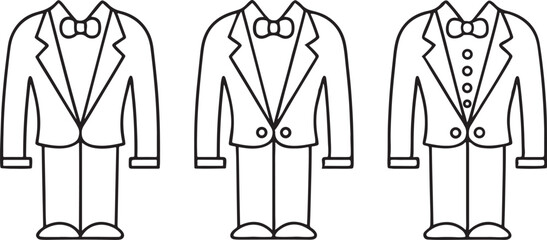 Groom in Black Tuxedo and Bow Tie Wedding Flat Editable Vector Illustration