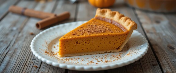  Rustic Charm A Perfectly Baked Pumpkin Pie on a Weathered Wooden Table