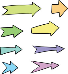 set of hand drawn arrow with bright pastel color