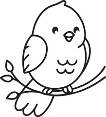 Canary on Branch Flat Vector for Nature Calm and Bird Themed Content
