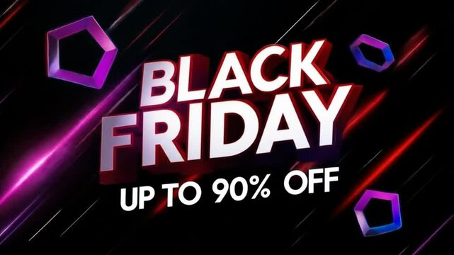 Dynamic Black Friday Savings Celebration with Vibrant Graphics and Big Discounts