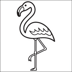 Standing Flamingo One Leg Up Editable Flat Vector for Beach Design Use
