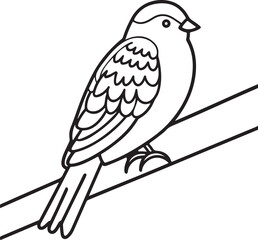 Sparrow on Wire Editable Simple Vector for Village or Nature Scene Design