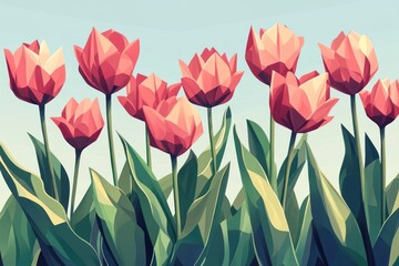 Obraz premium Spring tulips, polygonal art