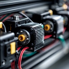 Fototapeta premium Close-Up View of Industrial Equipment with Wires and Components