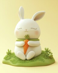 Cute bunny with a carrot. AI.