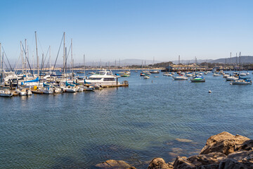 Monterey Bay Marina with Sailing Boats on a Sunny Day