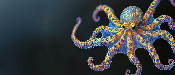 Vibrant octopus design. AI.