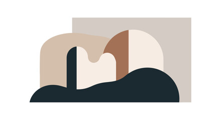 Minimalist Abstract Composition of Overlapping Geometric Shapes 