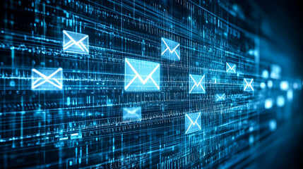 Digital Envelopes Flowing Through a Blue Data Stream Network