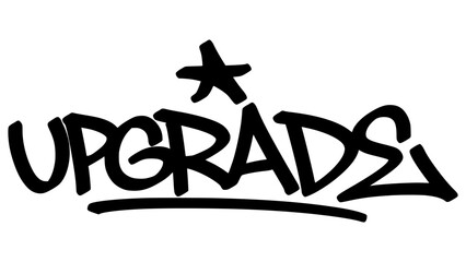 Vector graffiti tag of the word “upgrade” in bold black street art style. Expressive and modern handstyle lettering on transparent background. Great for progress and creative themes.
