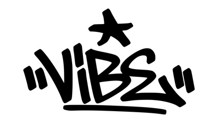 Vector graffiti tag of the word “vibe” in bold black street art style. Smooth and expressive handstyle lettering on transparent background. Ideal for lifestyle and urban creative projects.

