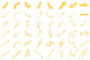 This illustration shows arrows of various shapes and directions in a hand-drawn style.