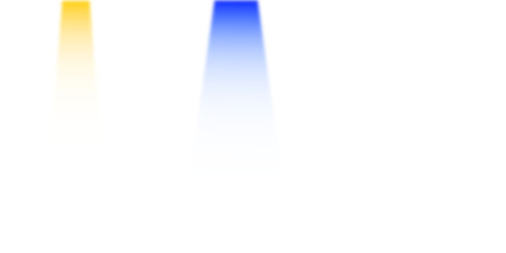 yellow, blue and white light ray on PNG background, reflecton of light, light beam
