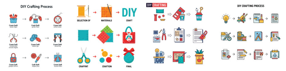 Step-by-Step DIY Crafting Process Illustration