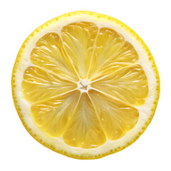 Wheel Slice of Lemon – Fresh Yellow Citrus Cross-Section on Pure White Background

