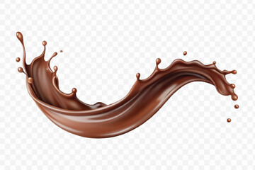 abstract 3d smooth liquid chocolate splash in different style isolated on transparent background
