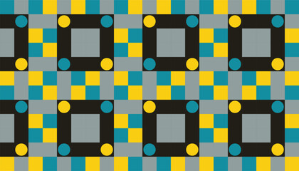 Pop-art inspired vector pattern with modular structure and rhythmic square alignment. Suitable for creative media, stationery, and home decor