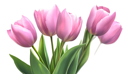 Naklejka premium Pink Tulips: A Close-Up View of Delicate Spring Blossoms