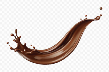 abstract 3d smooth liquid chocolate splash in different style isolated on transparent background