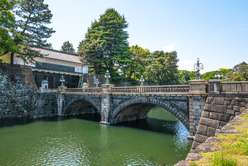View at the Bridge to Imperial Palace in the streets of Tokyo - Japan