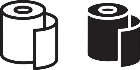 Paper towel roll icon set isolated on transparent background