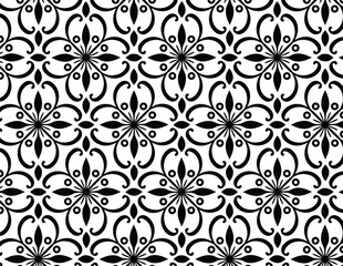 Black and White Floral Geometric Pattern