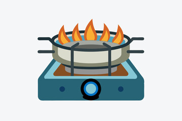 vector illustration of a burning gas stove