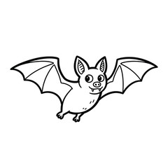 Cartoon Halloween bat with wings spread and smiling face for spooky designs