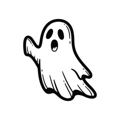 Cute cartoon ghost floating with surprised expression for Halloween design decoration