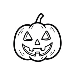 Carved Halloween pumpkin with classic face for spooky fall decoration clipart