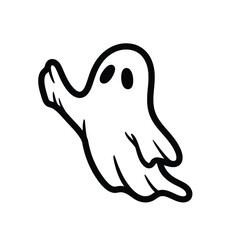 Cute cartoon ghost waving and floating for Halloween and spooky decoration