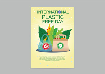 International Plastic Free Day celebration vector graphic. Flyer international plastic bag free day concept illustration.