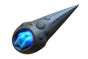 Dark Grey Cratered Comet 3 D Render Blue Core 3d render