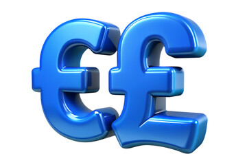 Obraz premium Glossy Blue 3 D Rendered British Pound Sterling Symbol