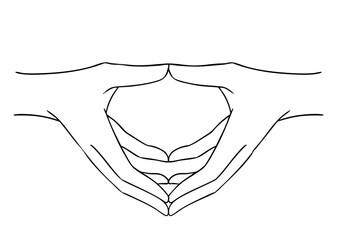 ハーキニー・ムドラのポーズ　白黒イラスト