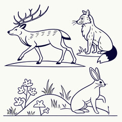 Fototapeta premium Animal line art