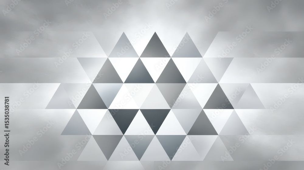 Poster abstract grayscale geometric pattern with triangular shapes creating a dynamic design.