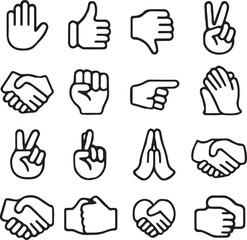 Fototapeta premium Hand Finger Line Art Icon Set Detailed Vector Illustrations
